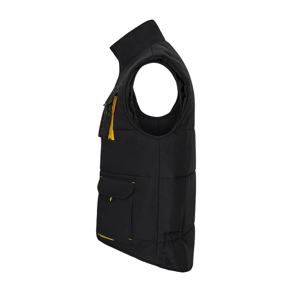 Gilet de travail matelassé bicolore multipoches Velilla noir jaune vue de côté gauche