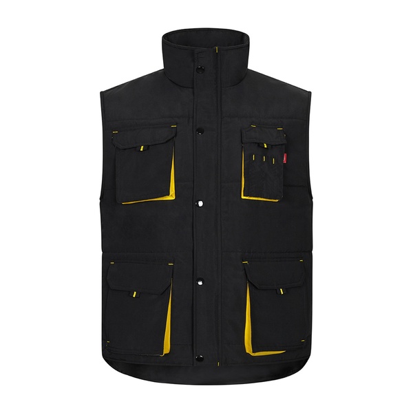 Gilet de travail matelassé bicolore multipoches Velilla noir jaune vue de face
