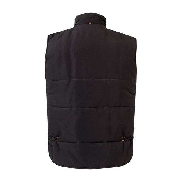 Gilet de travail matelassé bicolore multipoches Velilla noir orange vue de dos