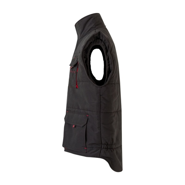 Gilet de travail matelassé bicolore multipoches Velilla noir rouge vue de côté gauche