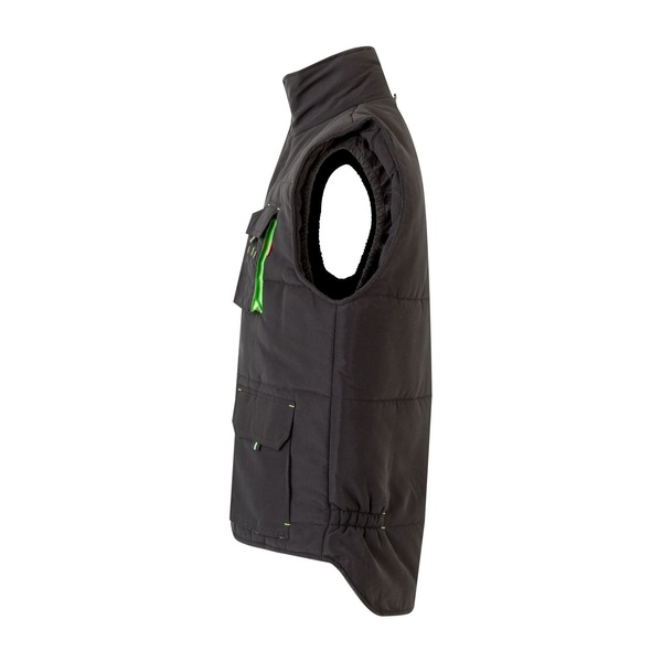 Gilet de travail matelassé bicolore multipoches Velilla noir vert vue de côté gauche