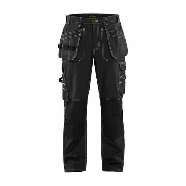 Pantalon de travail artisan avec poches flottantes coton Blaklader Noir Vue de face