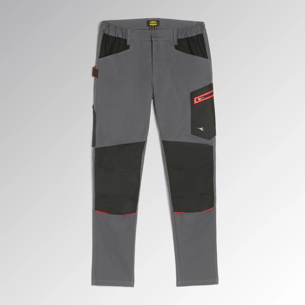 Pantalon de travail extensible en polyester Oxford Performance 2.0 Diadora Gris acier Vue de face