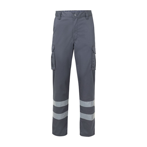 Pantalon de travail multipoches à bandes réfléchissantes Velilla gris vue de face