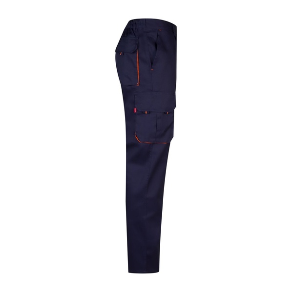 Pantalon de travail multipoches bicolore V3004 Velilla bleu marine orange vue de côté droit