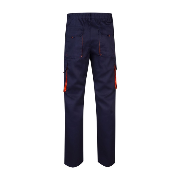 Pantalon de travail multipoches bicolore V3004 Velilla bleu marine orange vue de dos