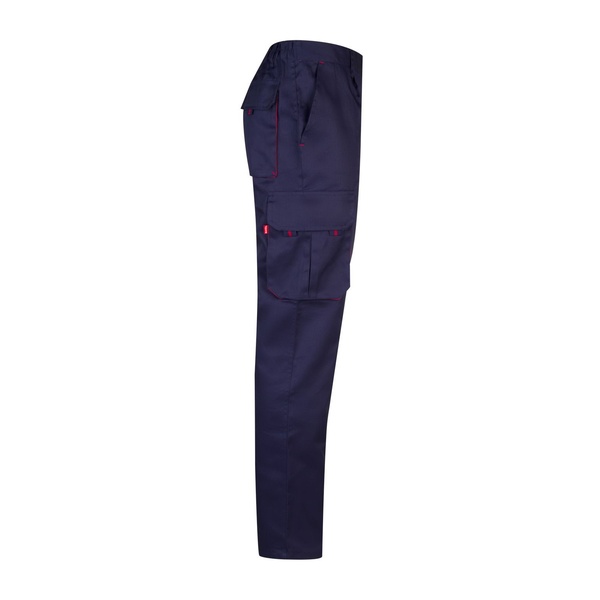 Pantalon de travail multipoches bicolore V3004 Velilla bleu marine rouge vue de côté droit