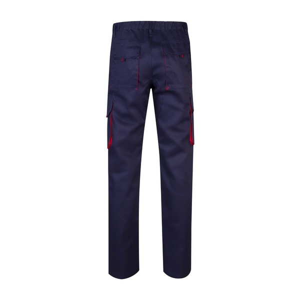 Pantalon de travail multipoches bicolore V3004 Velilla bleu marine rouge vue de dos