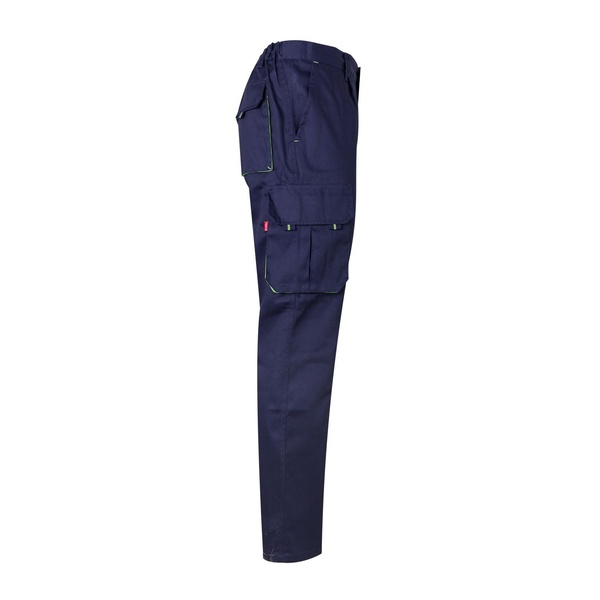 Pantalon de travail multipoches bicolore V3004 Velilla bleu marine vert vue de côté droit