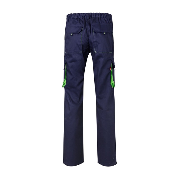Pantalon de travail multipoches bicolore V3004 Velilla bleu marine vert vue de dos