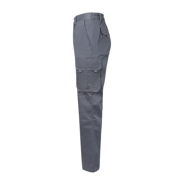 Pantalon de travail multipoches bicolore V3004 Velilla gris bleu vue de côté gauche