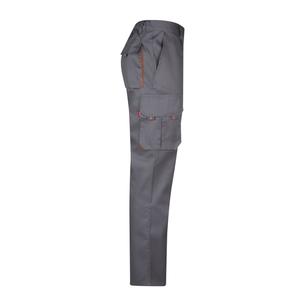 Pantalon de travail multipoches bicolore V3004 Velilla gris orange vue de côté droit