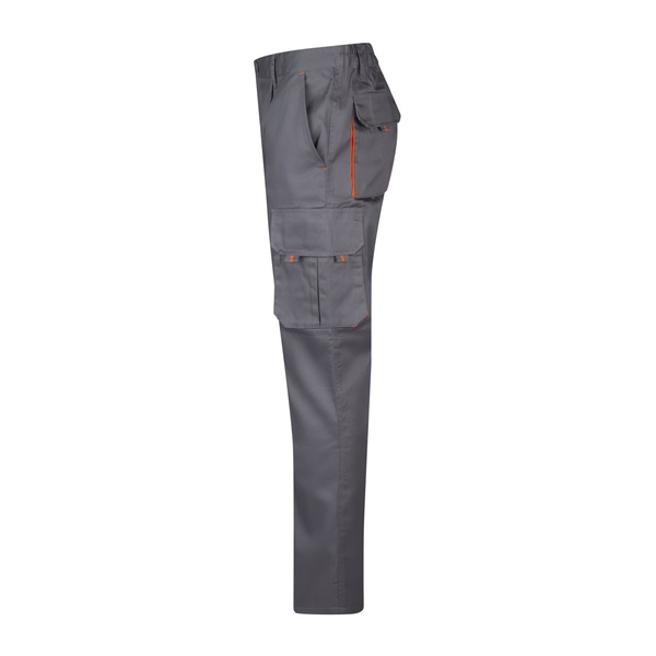 Pantalon de travail multipoches bicolore V3004 Velilla gris orange vue de côté gauche