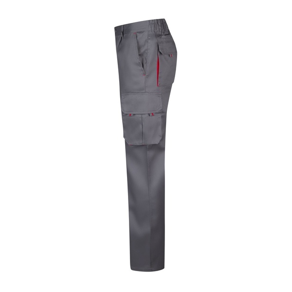 Pantalon de travail multipoches bicolore V3004 Velilla gris rouge vue de côté gauche