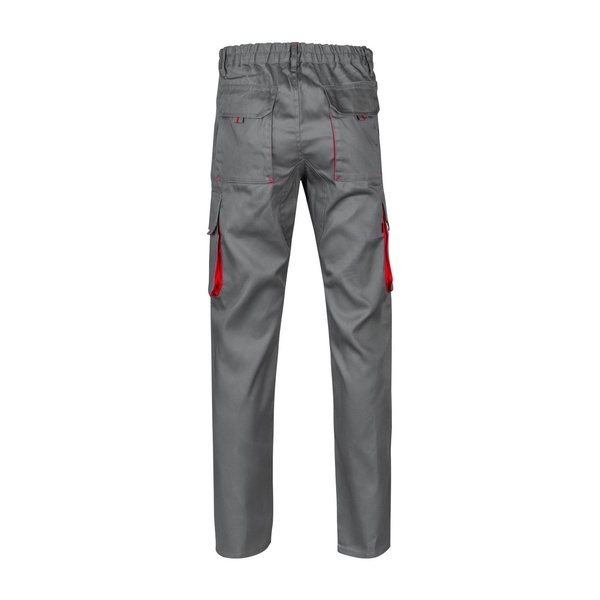Pantalon de travail multipoches bicolore V3004 Velilla gris rouge vue de dos
