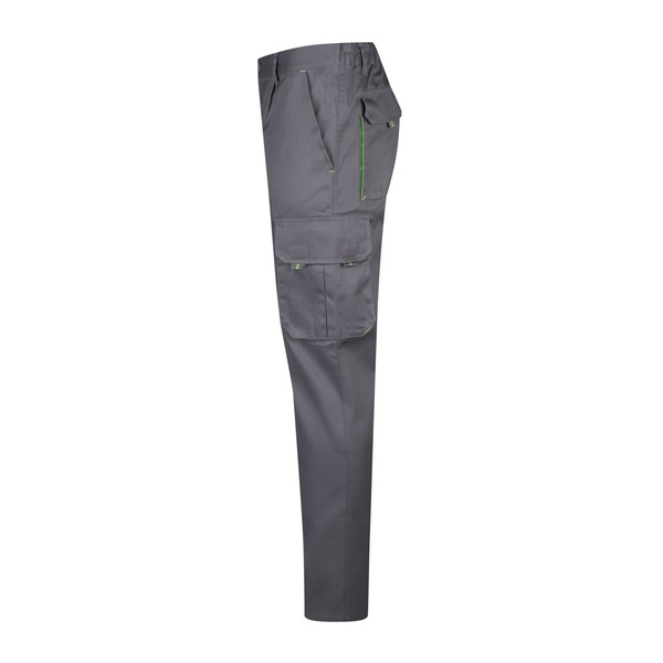 Pantalon de travail multipoches bicolore V3004 Velilla gris vert vue de côté gauche