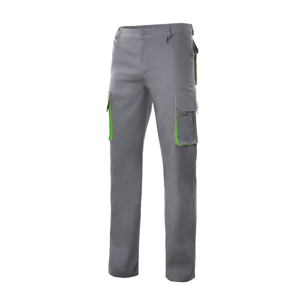 Pantalon de travail multipoches bicolore V3004 Velilla gris vert vue de face