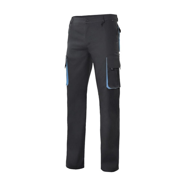 Pantalon de travail multipoches bicolore V3004 Velilla noir bleu vue de face