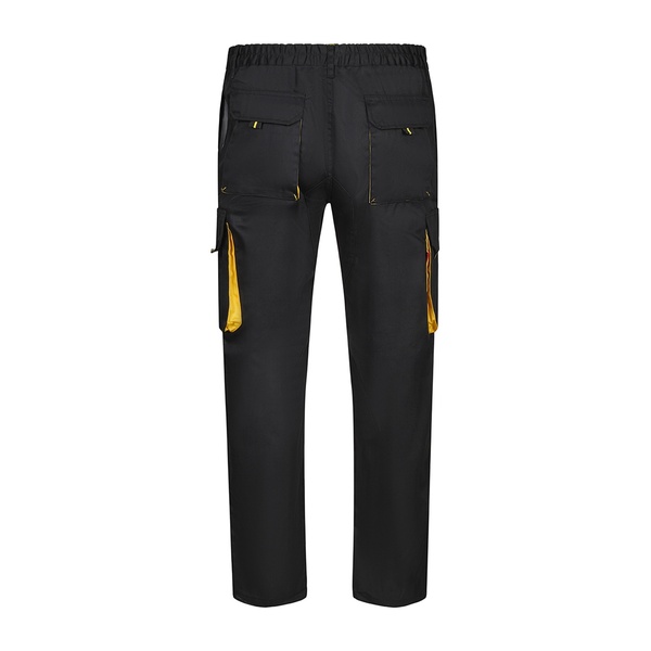 Pantalon de travail multipoches bicolore V3004 Velilla noir jaune vue de dos