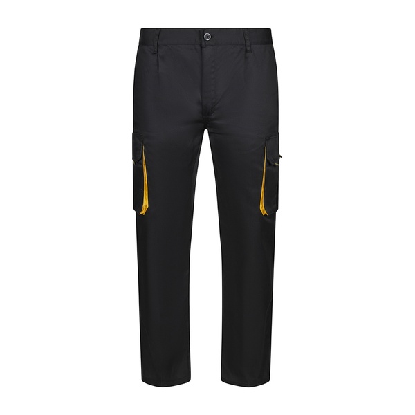 Pantalon de travail multipoches bicolore V3004 Velilla noir jaune vue de face
