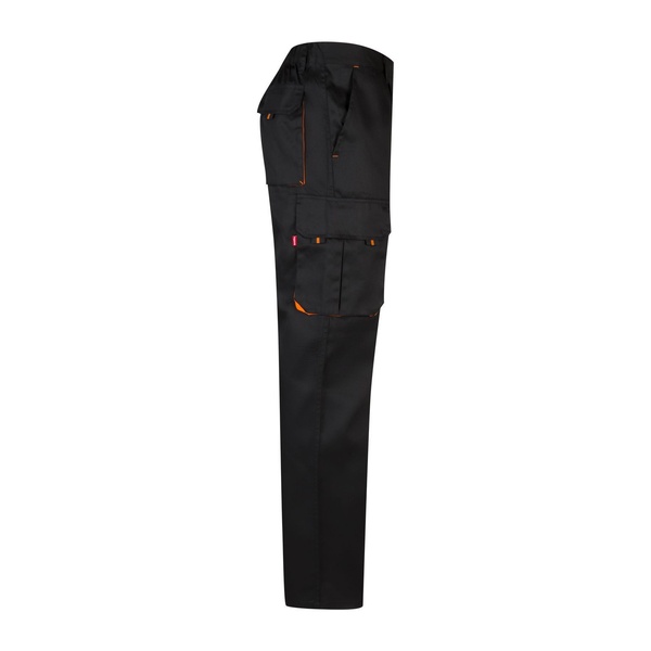 Pantalon de travail multipoches bicolore V3004 Velilla noir orange vue de côté droit