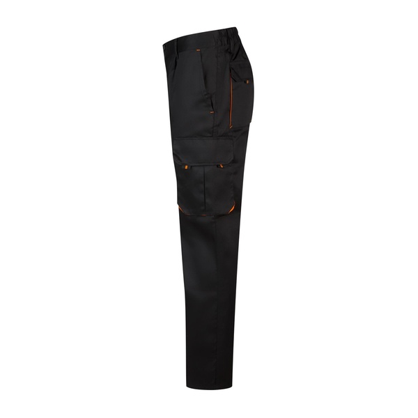 Pantalon de travail multipoches bicolore V3004 Velilla noir orange vue de côté gauche