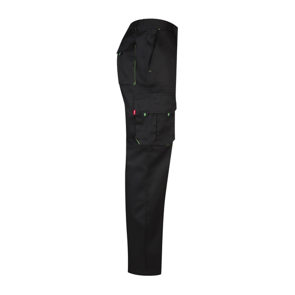 Pantalon de travail multipoches bicolore V3004 Velilla noir vert vue de côté droit