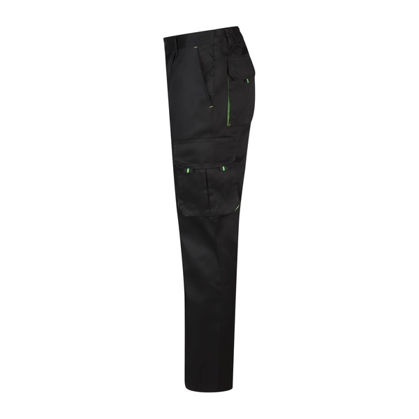 Pantalon de travail multipoches bicolore V3004 Velilla noir vert vue de côté gauche