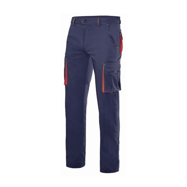 Pantalon de travail multipoches bicolore Velilla bleu marine rouge vue de face
