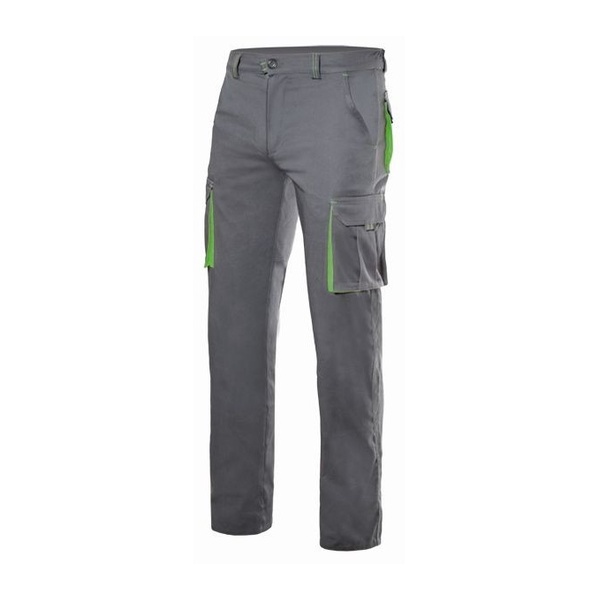 Pantalon de travail multipoches bicolore Velilla gris vert vue de face