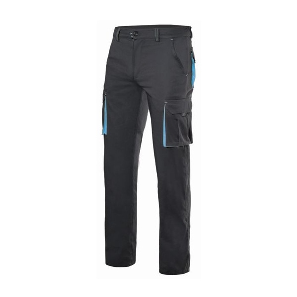 Pantalon de travail multipoches bicolore Velilla noir bleu vue de face