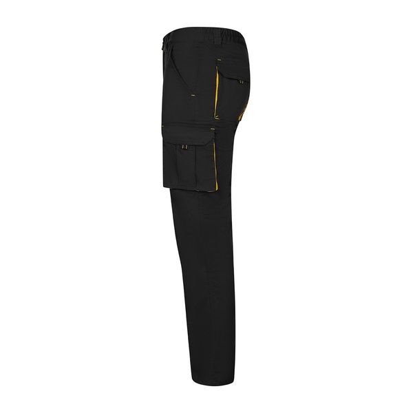 Pantalon de travail multipoches bicolore Velilla noir jaune vue de côté gauche