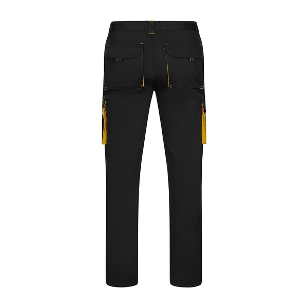 Pantalon de travail multipoches bicolore Velilla noir jaune vue de dos