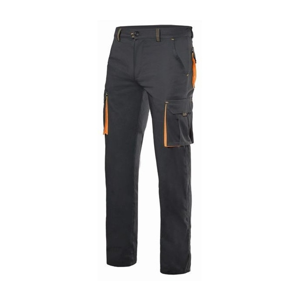 Pantalon de travail multipoches bicolore Velilla noir orange vue de face