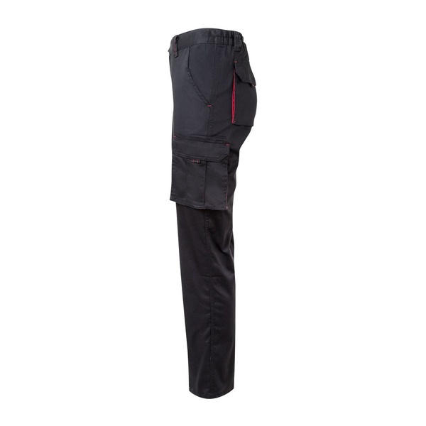 Pantalon de travail multipoches bicolore Velilla noir rouge vue de côté gauche