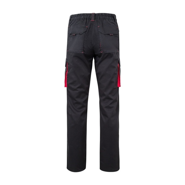 Pantalon de travail multipoches bicolore Velilla noir rouge vue de dos