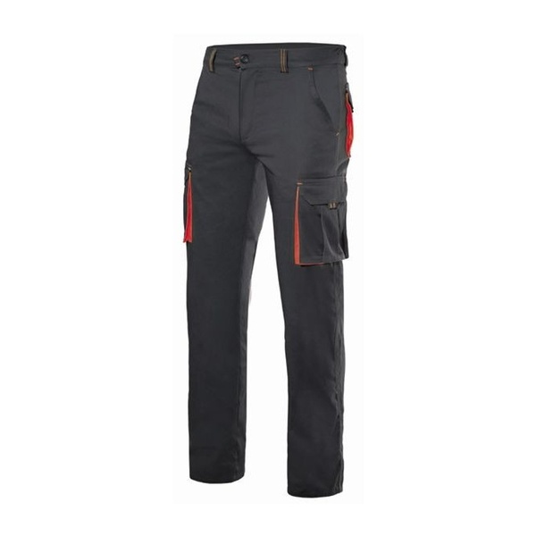 Pantalon de travail multipoches bicolore Velilla noir rouge vue de face
