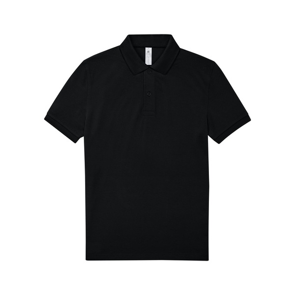 Polo de travail en piqué à 2 boutons 180 grammes B&C noir vue de face