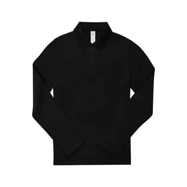 Polo de travail femme à 2 boutons 180 grammes B&C noir vue de face
