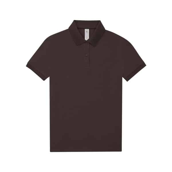 Polo de travail femme en piqué à 2 boutons 180 grammes B&C marron fonce vue de face