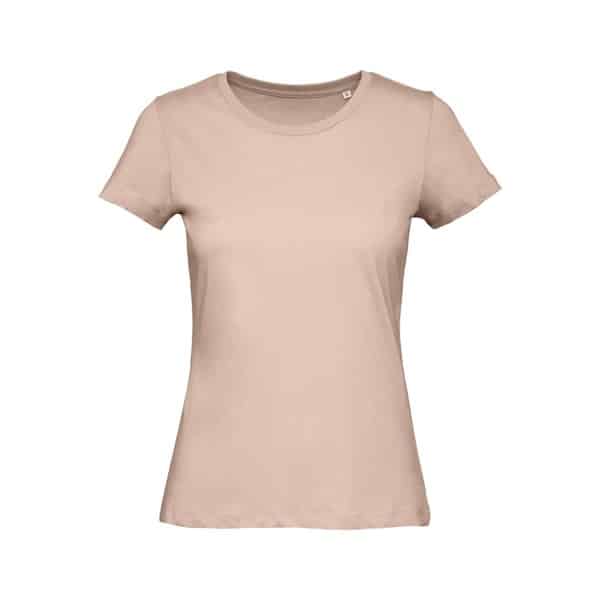 T-shirt de travail femme coton bio Inspire BC043 B&C rose clair vue de face