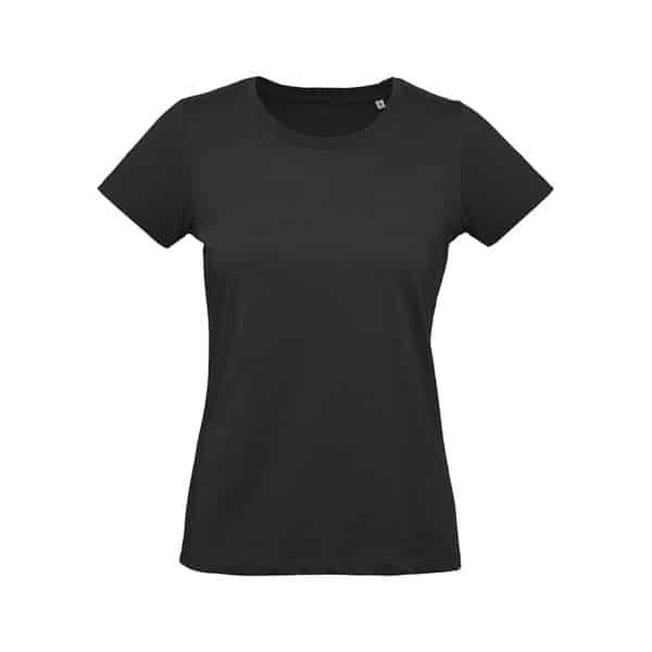 Tee-shirt de travail femme Inspire Plus coton bio B&C noir vue de face