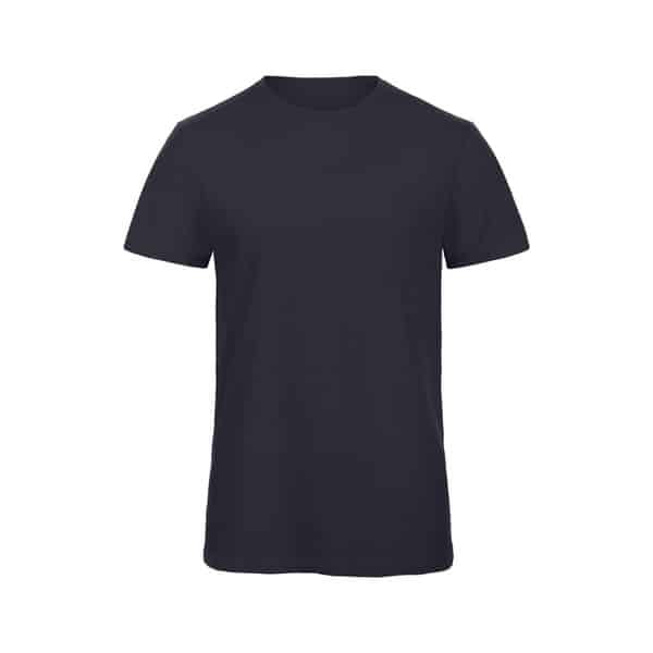 Tee-shirt de travail homme Slub en coton bio B&C marine fonce vue de face