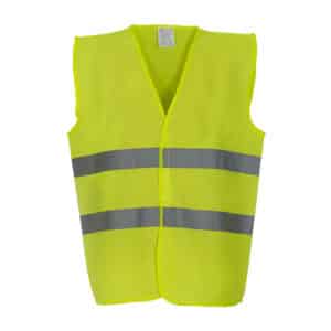 Gilet de sécurité haute visibilité sans manches YK102 YOKO jaune fluo vue de face