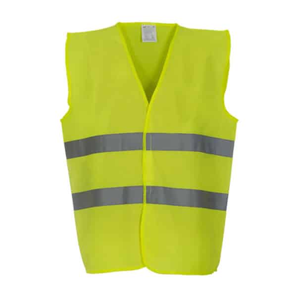 Gilet de sécurité haute visibilité sans manches YK102 YOKO jaune fluo vue de face