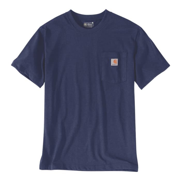 T-shirt de travail manches courtes poche Carhartt bleu fonce vue de face
