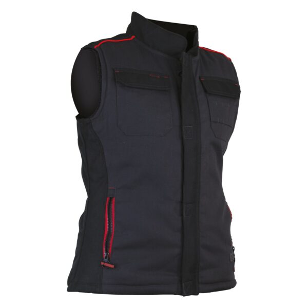 Bodywarmer de travail femme matelassé bicolore LMA gris foncé / noir vue de trois-quarts