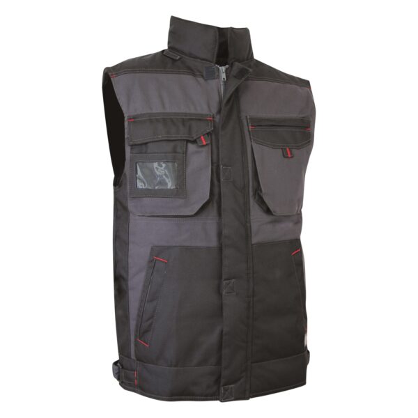 Gilet sans manches bodywarmer matelassé bicolore LMA gris foncé / noir vue de trois-quarts
