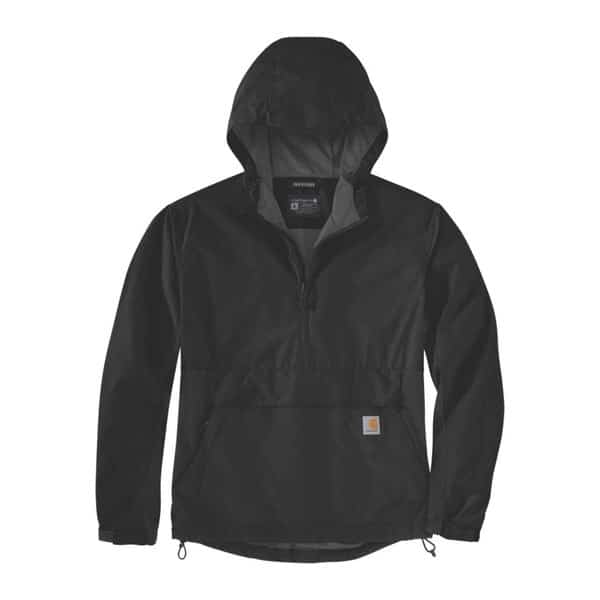 Anorak de travail déperlant à capuche Rockland Carhartt noir vue de face