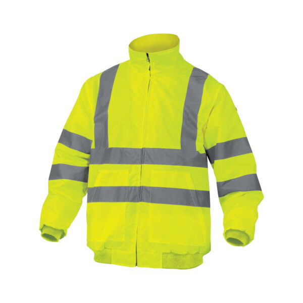 Blouson coupe-vent haute visibilité 2 en 1 doublé polaire Reno HV Delta Plus jaune fluo vue de face